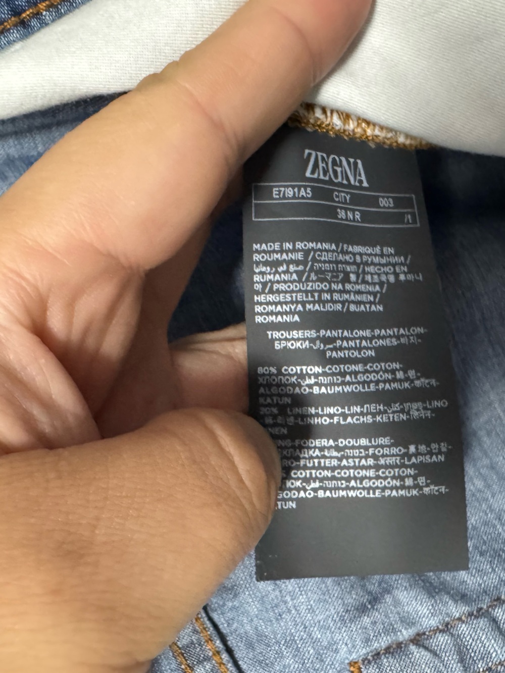 ❌SOLD❌115 ZEGNA Men's Slim Fit Roccia City Cotton-Linen Jeans - Blue, 36R - Picture 11 of 16
